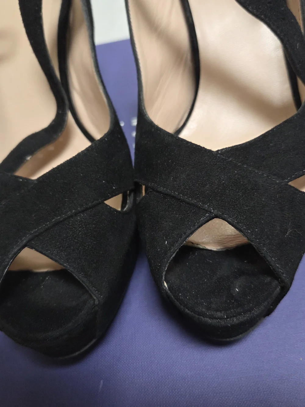 Stuart Weitzman Black Suede Slingback Heels